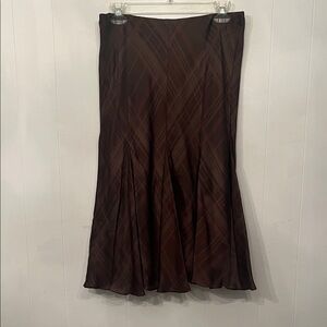 Ralph Lauren Chocolate Plaid A-Line Silk Skirt